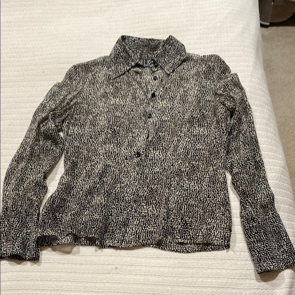 Women's vintage INC black and cream silk blouse, 4P